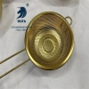 Stainless steel single-handle multi-purpose multi-hole basket, thickened stainless steel leakage basin, round rice sieve, single-handle draining basin, fruit basket, vegetable washing basin, filter basin, stainless steel gold-plated rice washing sieve, single-handle rice sieve Item Picture